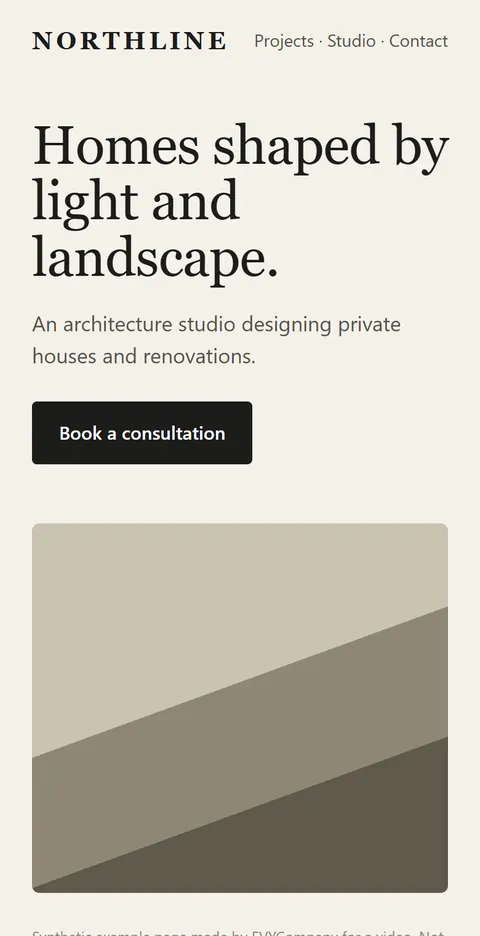 Northline, a synthetic architecture studio homepage used for the check.